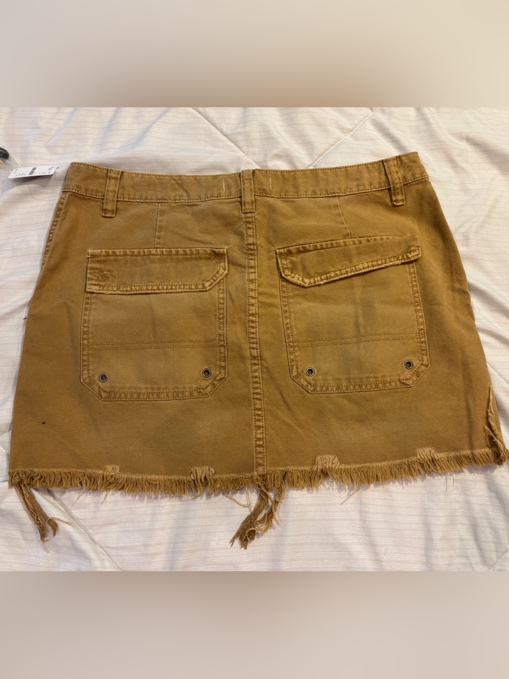 Free People Mini Brown Denim Cargo Skirt NWT SZ 32 - Picture 2 of 4